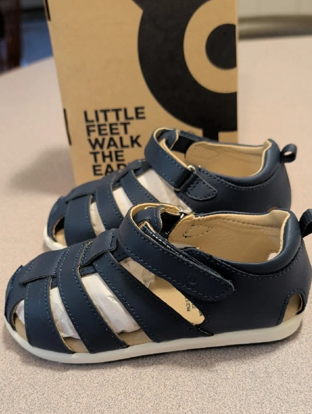 OLD SOLES Little Boys Navy Surf Sandals - Leather New in Box